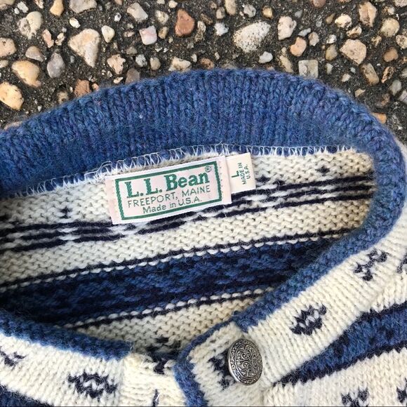 Vintage L L Bean Nordic cardigan L - Picture 2 of 5